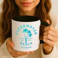 Retro Cool Clearwater Beach Original Florida Beach Palm Tree Gift Coffee Mug thumb 3