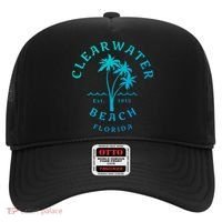 Retro Cool Clearwater Beach Original Florida Beach Palm Tree Gift Hat thumb 0