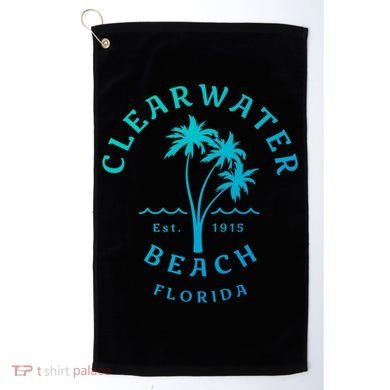 Retro Cool Clearwater Beach Original Florida Beach Palm Tree Gift Golf Towel