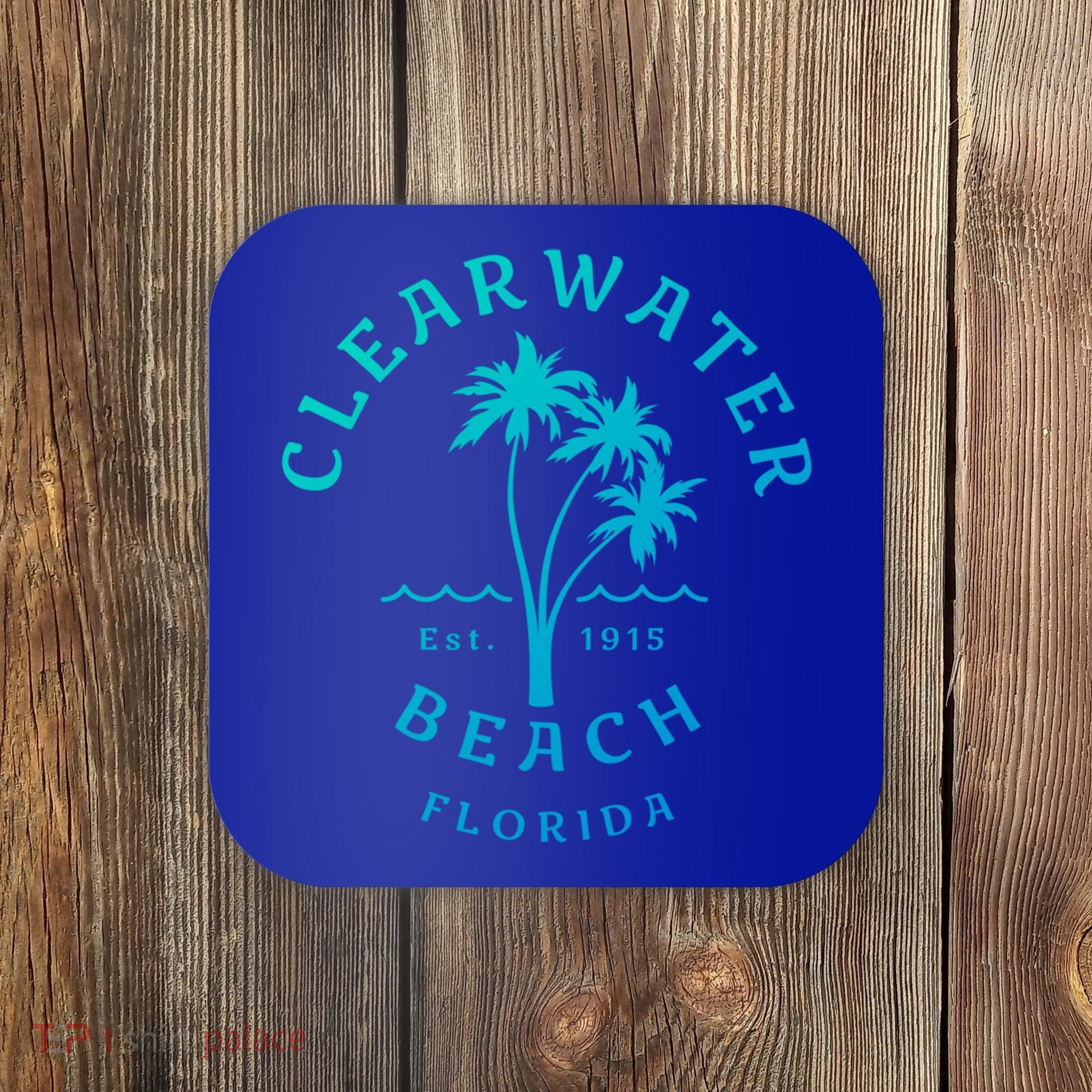 Retro Cool Clearwater Beach Original Florida Beach Palm Tree Gift Coaster