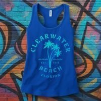 Retro Cool Clearwater Beach Original Florida Beach Palm Tree Gift Women's Tank Top thumb 3