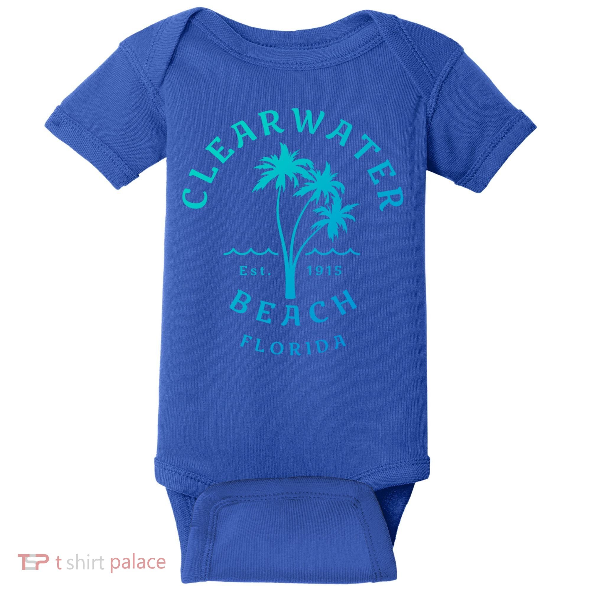 Retro Cool Clearwater Beach Original Florida Beach Palm Tree Gift Baby Bodysuit