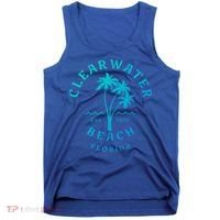 Retro Cool Clearwater Beach Original Florida Beach Palm Tree Gift Tank Top thumb 0