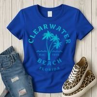 Retro Cool Clearwater Beach Original Florida Beach Palm Tree Gift Women's T-Shirt thumb 3