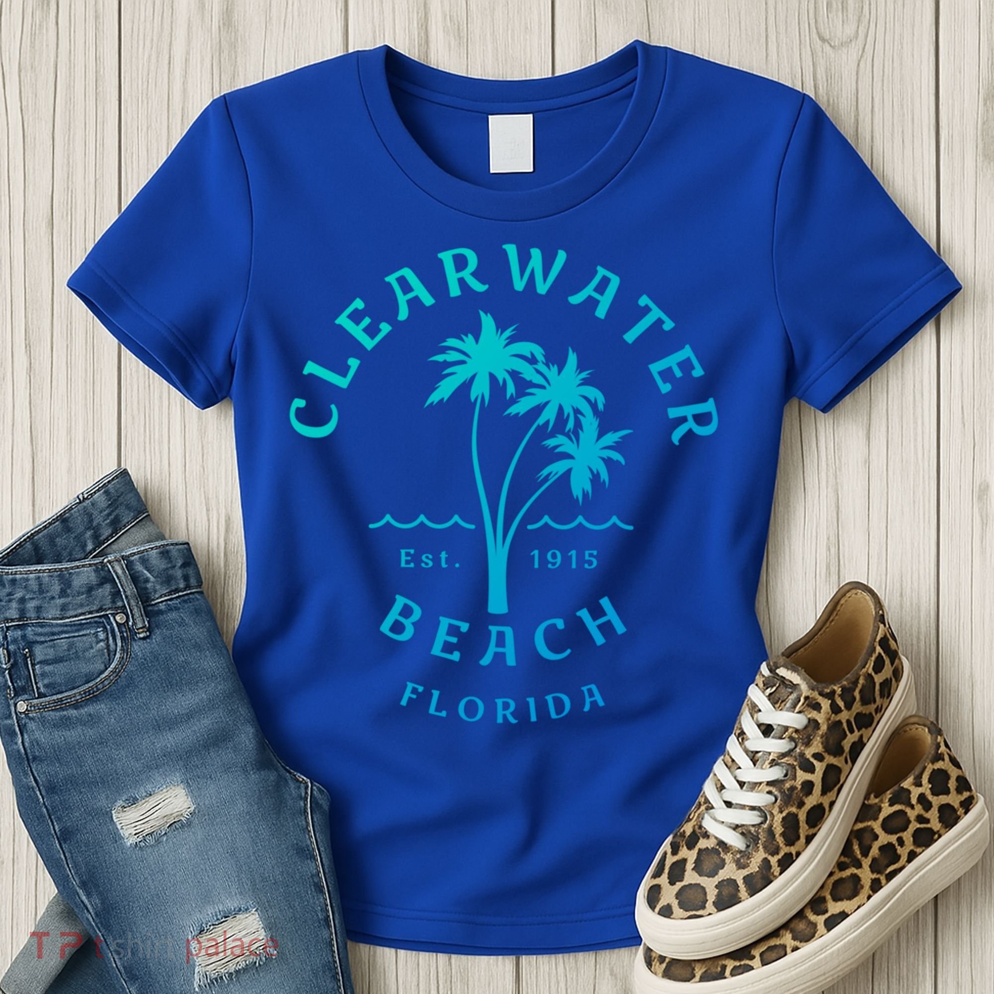 Retro Cool Clearwater Beach Original Florida Beach Palm Tree Gift Women's T-Shirt