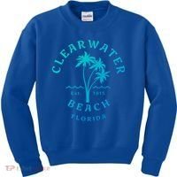 Retro Cool Clearwater Beach Original Florida Beach Palm Tree Gift Kids Sweatshirt thumb 0