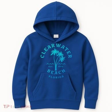 Retro Cool Clearwater Beach Original Florida Beach Palm Tree Gift Kids Hoodie
