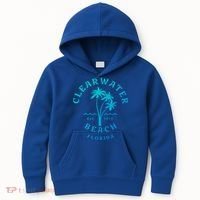 Retro Cool Clearwater Beach Original Florida Beach Palm Tree Gift Kids Hoodie thumb 0