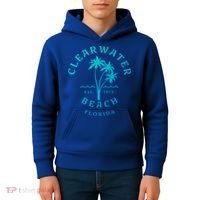 Retro Cool Clearwater Beach Original Florida Beach Palm Tree Gift Kids Hoodie thumb 4