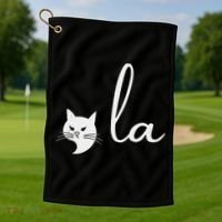 Retro Cat Comma La Kamala Harris For President 2024 Election Golf Towel thumb 1