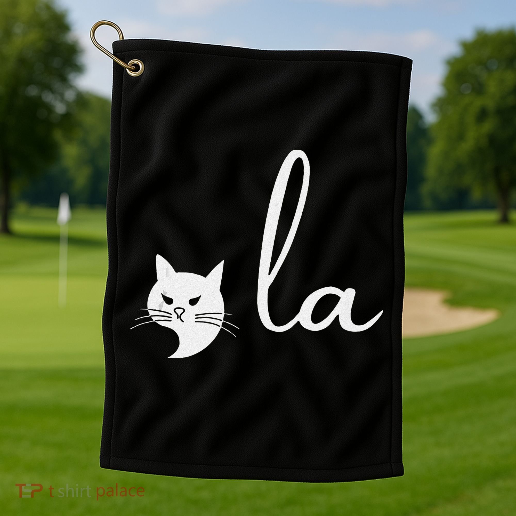 Retro Cat Comma La Kamala Harris For President 2024 Election Golf Towel
