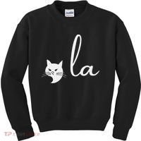Retro Cat Comma La Kamala Harris For President 2024 Election Kids Sweatshirt thumb 0