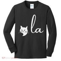 Retro Cat Comma La Kamala Harris For President 2024 Election Kids Long Sleeve Shirt thumb 0