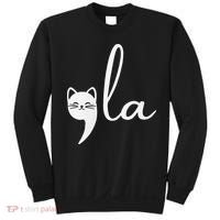 Retro Cat Comma La Kamala Harris For President 2024 Election Sweatshirt thumb 0