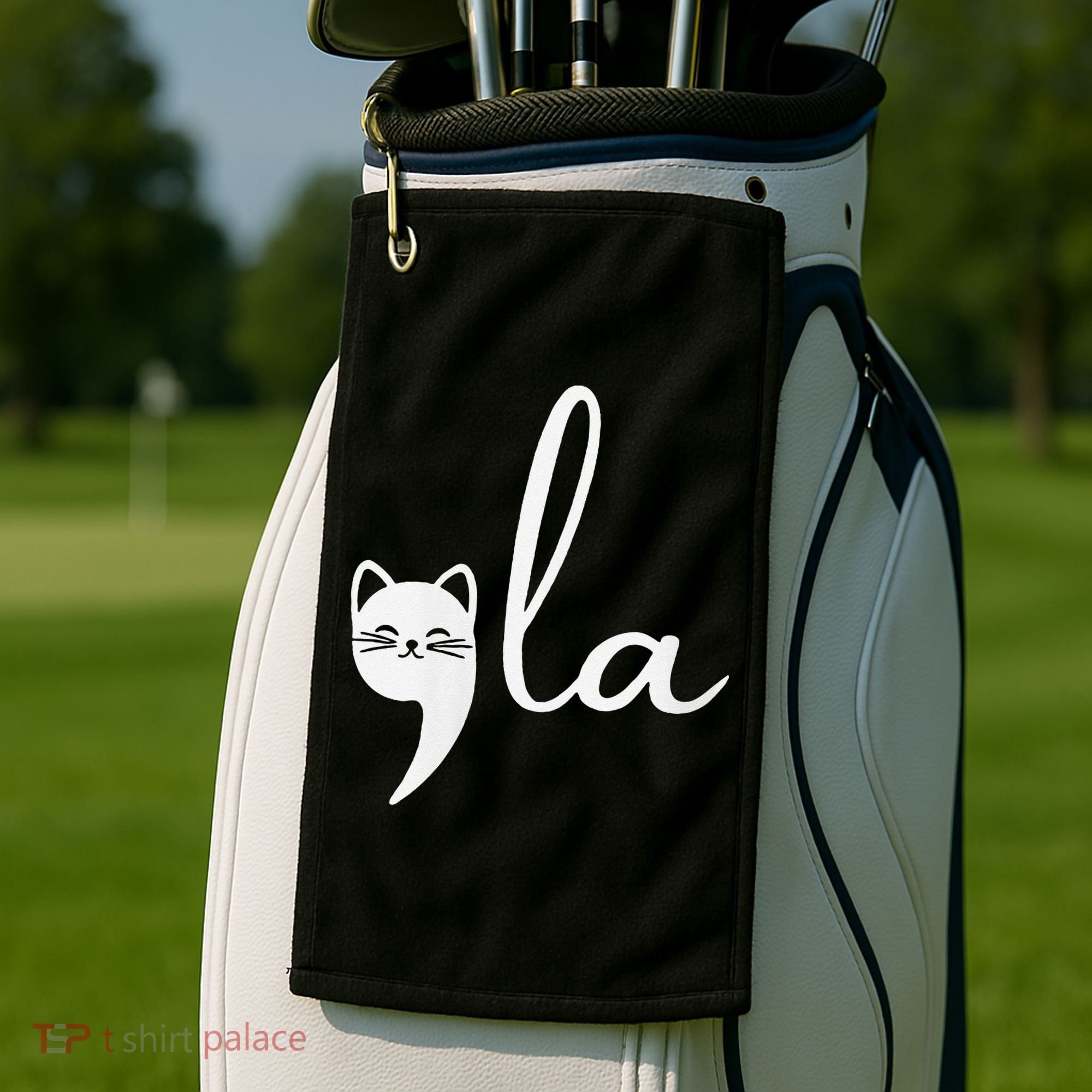 Retro Cat Comma La Kamala Harris For President 2024 Election Golf Towel