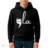 Retro Cat Comma La Kamala Harris For President 2024 Election Kids Hoodie thumb 4