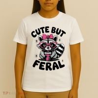 Racoon Cool Cute But Feral Teen Girl T-Shirt thumb 4