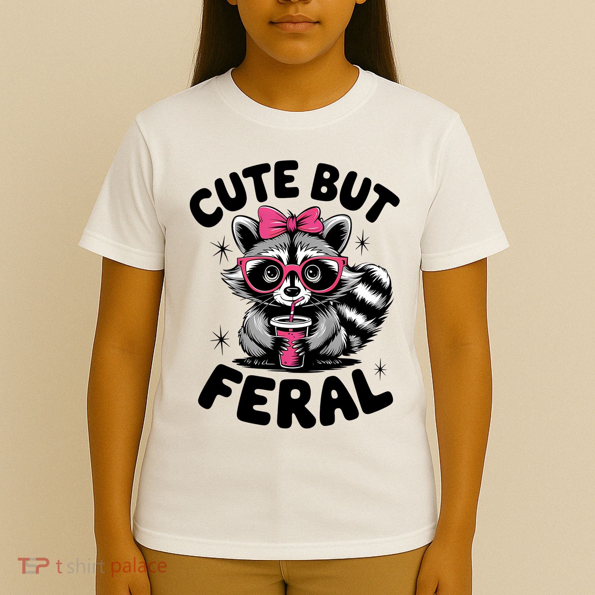 Racoon Cool Cute But Feral Teen Girl T-Shirt