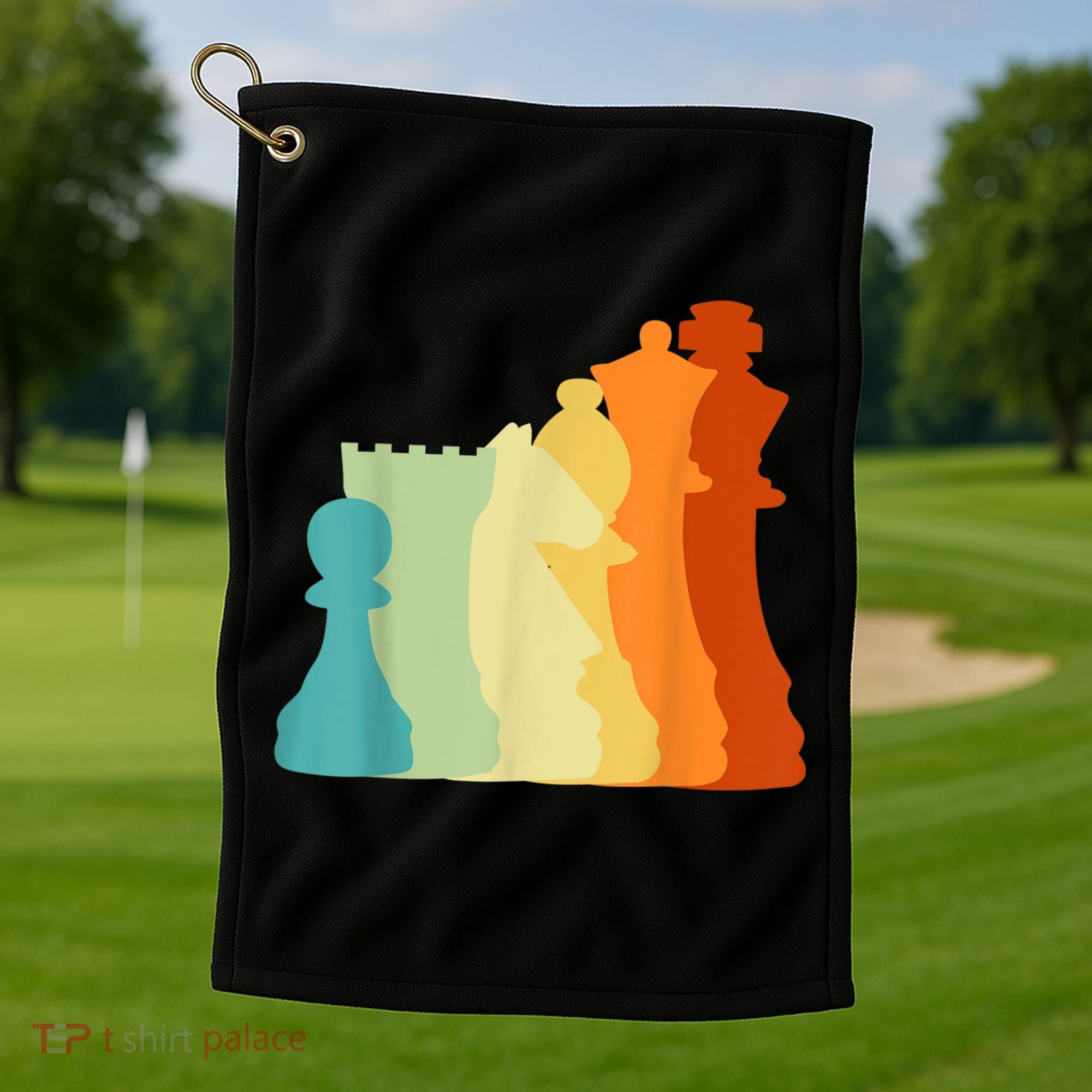 Retro Chess , Chess Player, Chess Golf Towel