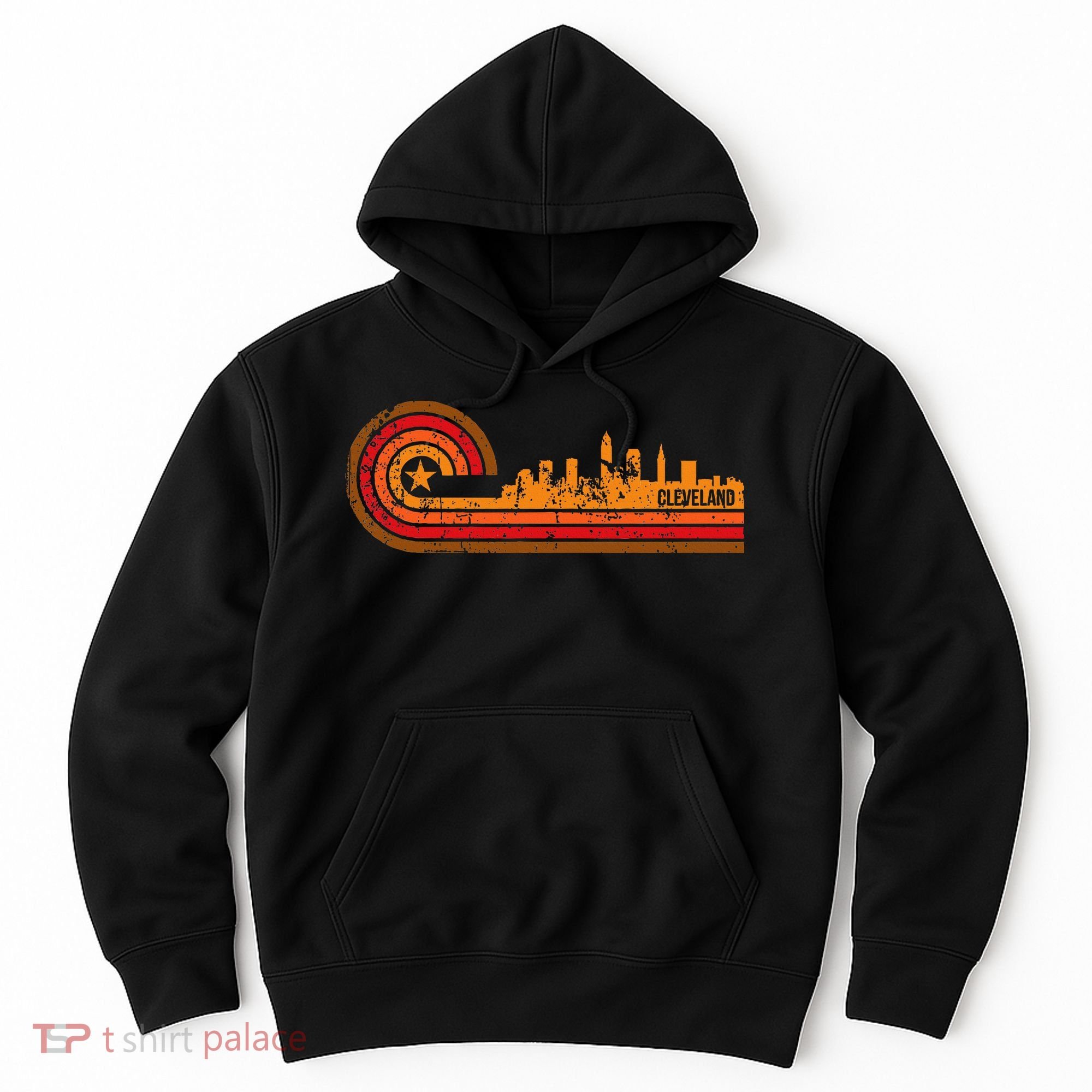 Retro Cleveland Cityscape Cleveland Oh Skyline Hoodie