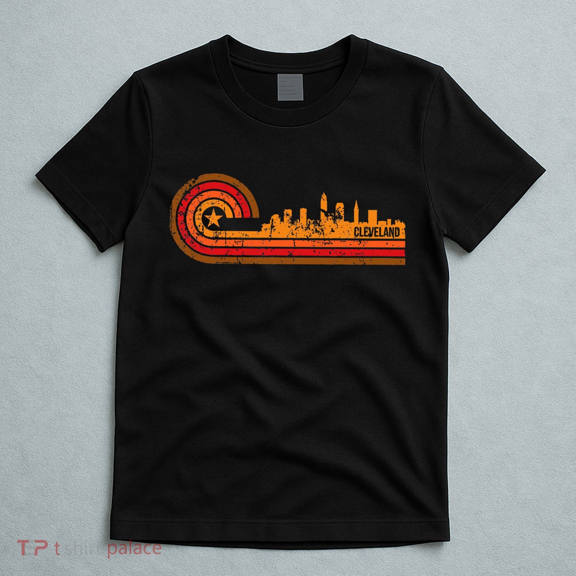 Retro Cleveland Cityscape Cleveland Oh Skyline T-Shirt