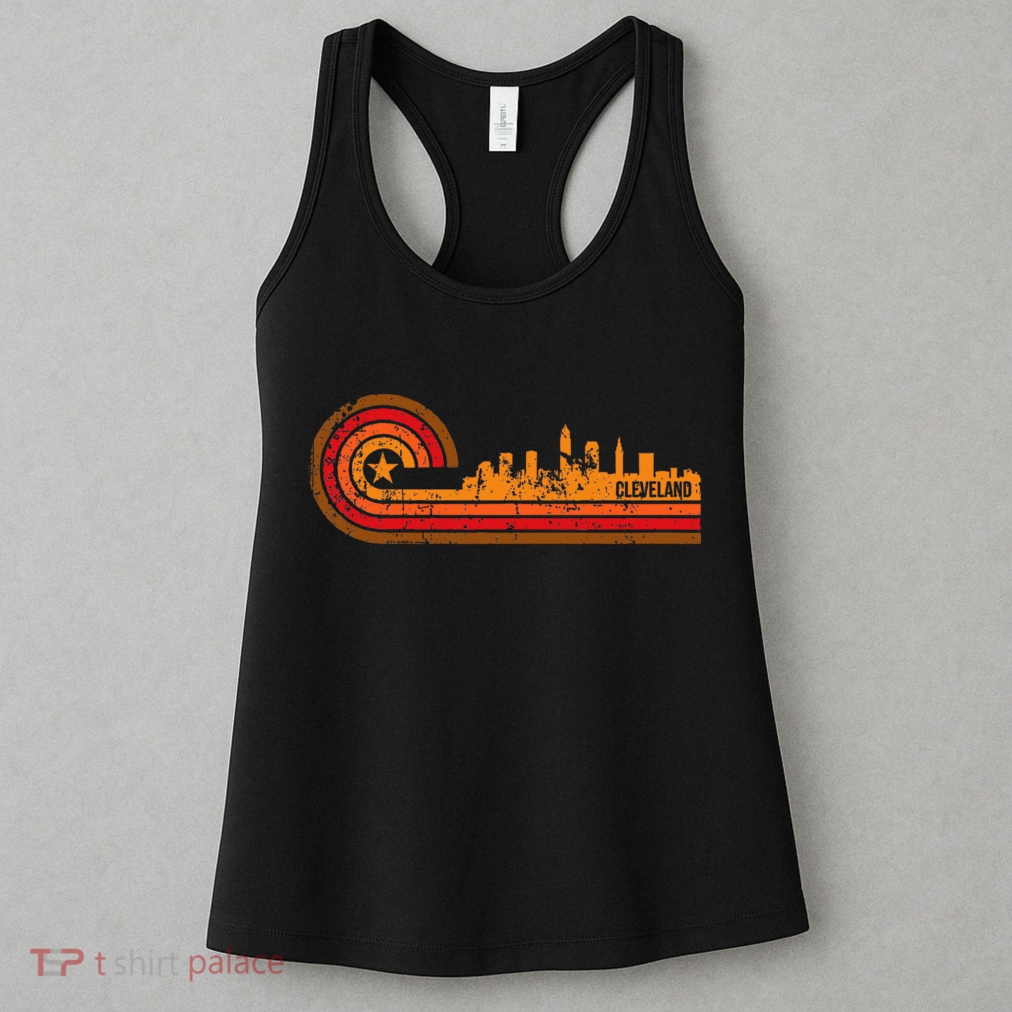 Retro Cleveland Cityscape Cleveland Oh Skyline Women's Tank Top