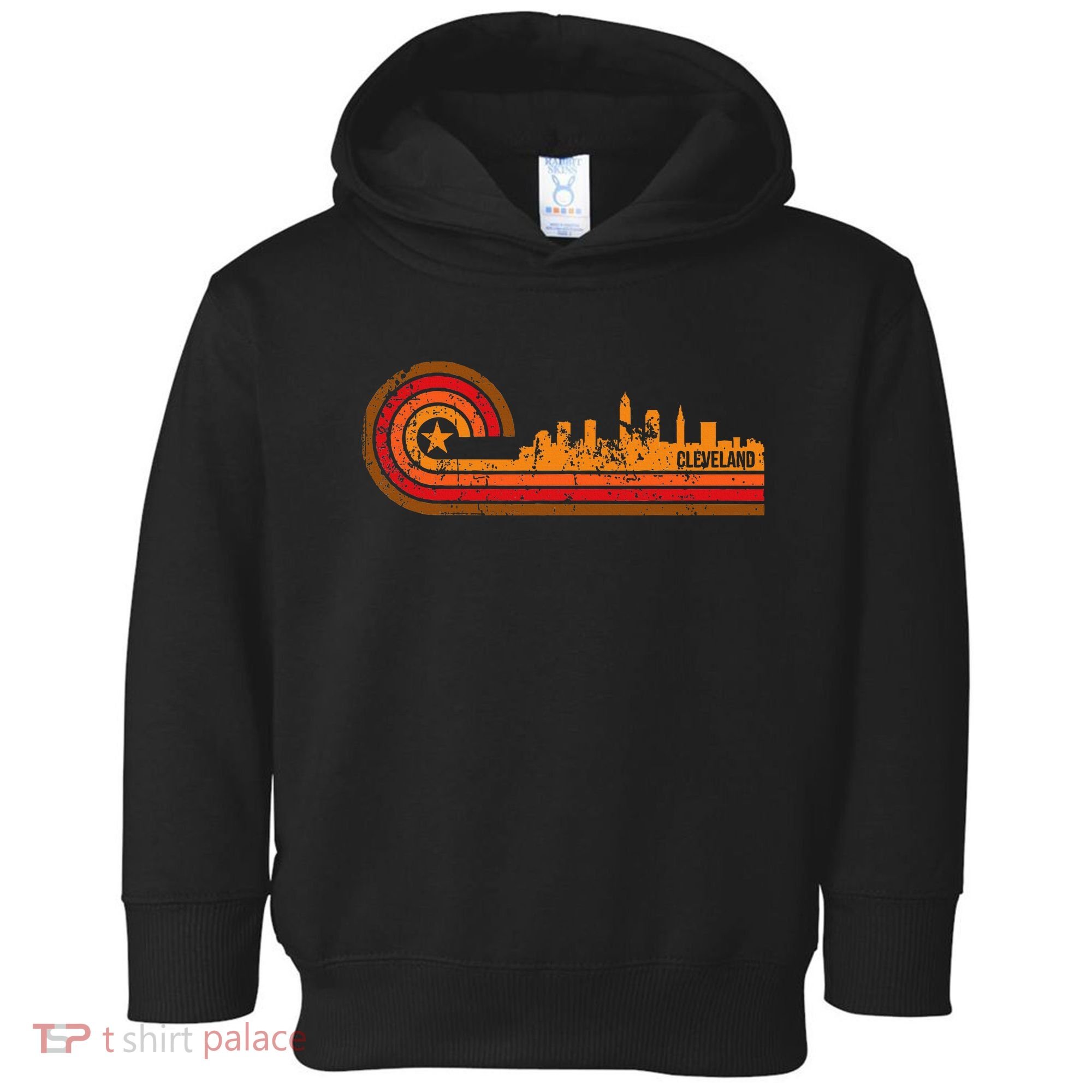 Retro Cleveland Cityscape Cleveland Oh Skyline Toddler Hoodie