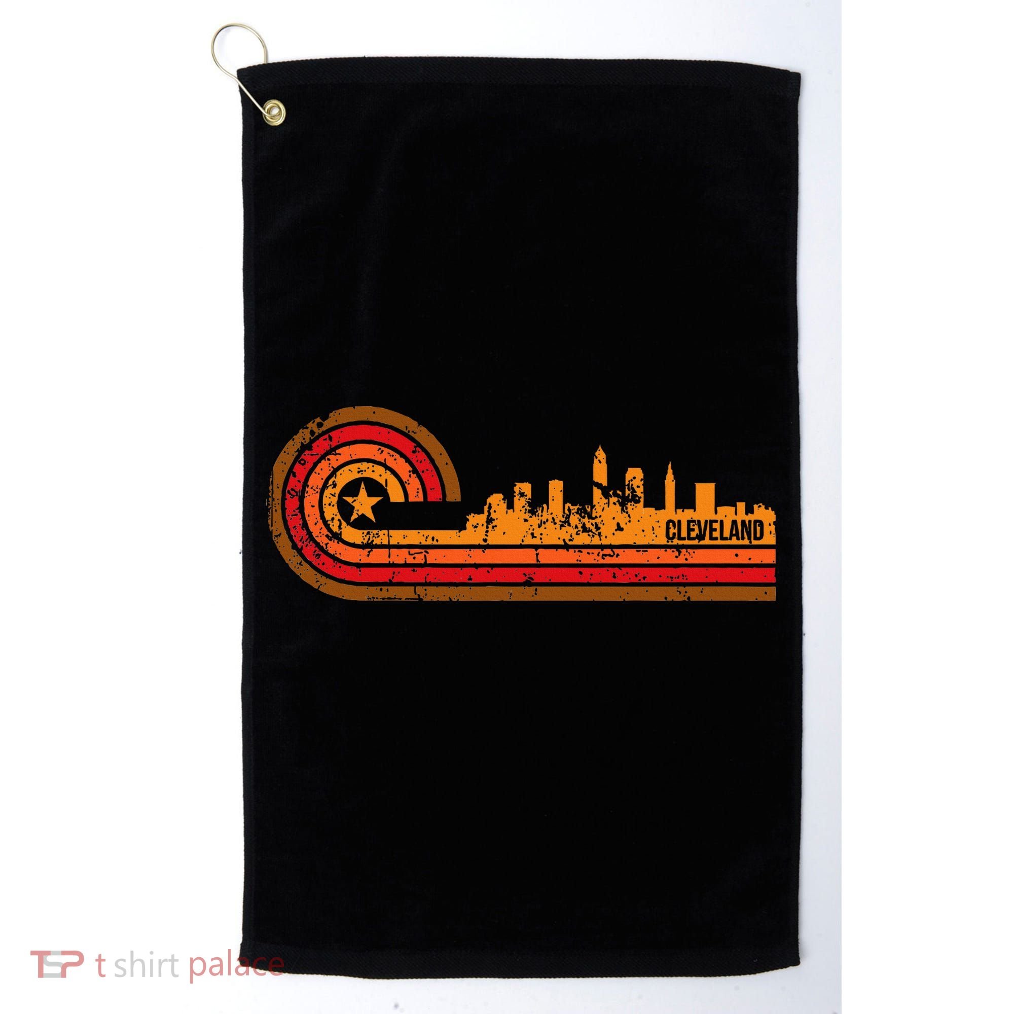 Retro Cleveland Cityscape Cleveland Oh Skyline Golf Towel