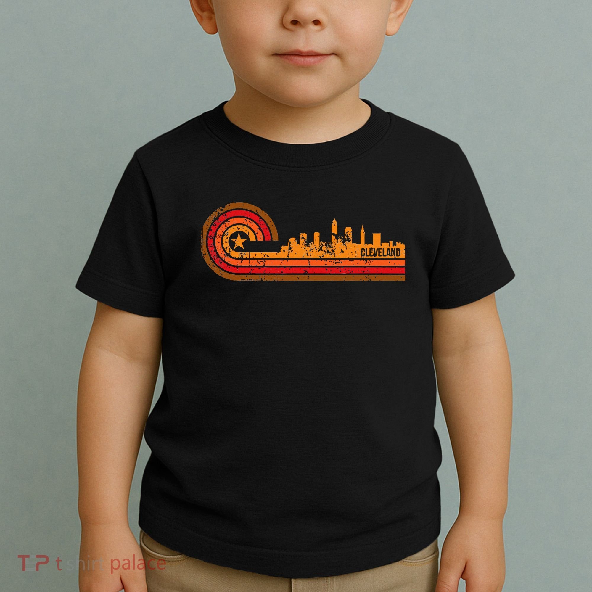 Retro Cleveland Cityscape Cleveland Oh Skyline Toddler T-Shirt