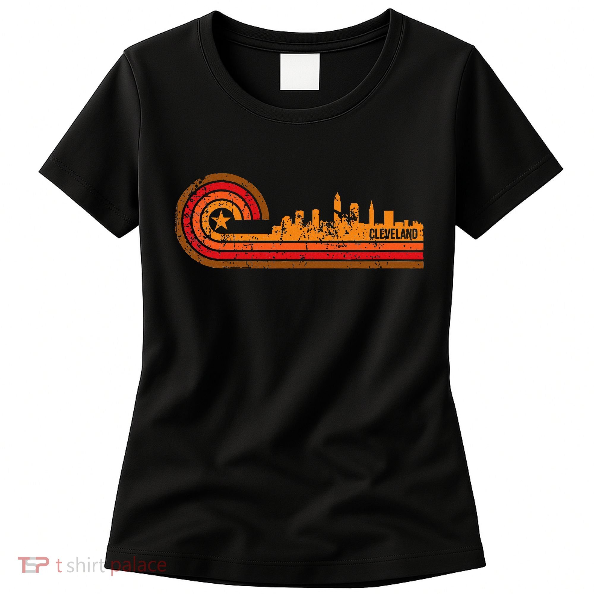 Retro Cleveland Cityscape Cleveland Oh Skyline Women's T-Shirt