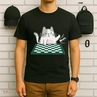 Rude Cat Chess Chess Board Game T-Shirt thumb 6