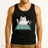 Rude Cat Chess Chess Board Game Tank Top thumb 3