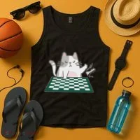Rude Cat Chess Chess Board Game Tank Top thumb 4