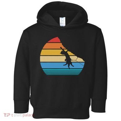 Retro Cat Climbing Meowtain Vintage Kitty Gift Rock Climber Toddler Hoodie