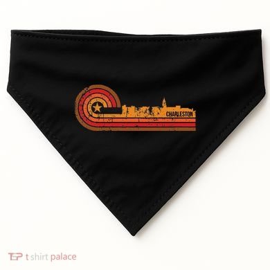 Retro Charleston Charleston Sc Skyline USA-Made Doggie Bandana