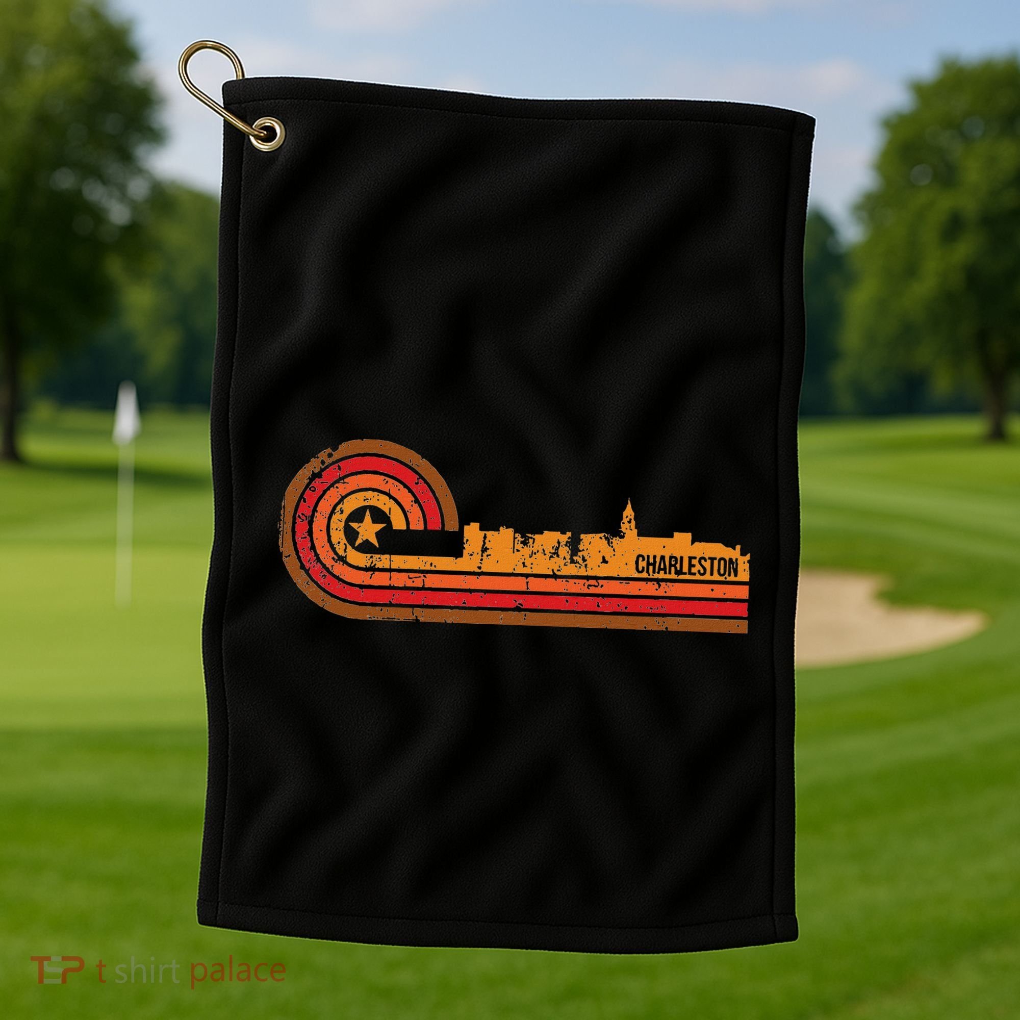 Retro Charleston Charleston Sc Skyline Golf Towel