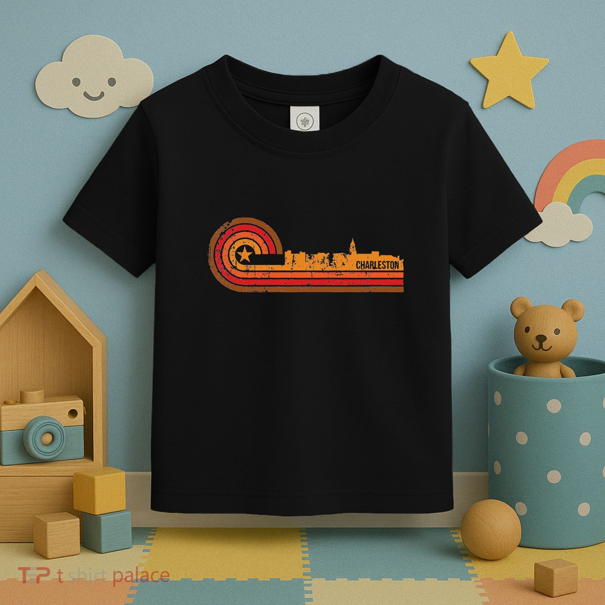 Retro Charleston Charleston Sc Skyline Toddler T-Shirt