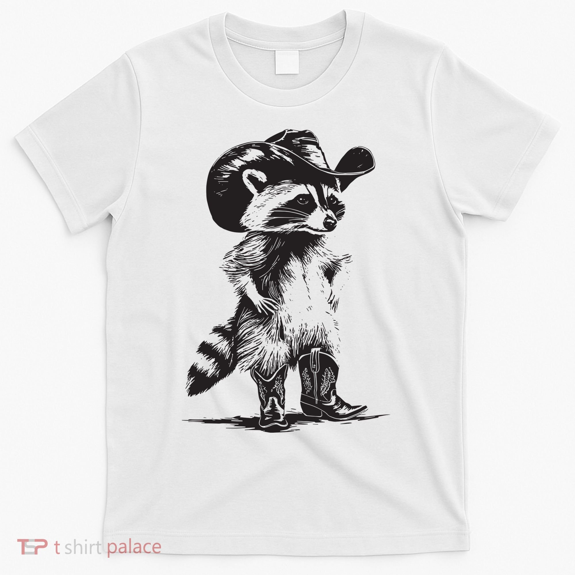 Raccoon Cowboy Cowgirl Trash Panda Western Country T-Shirt