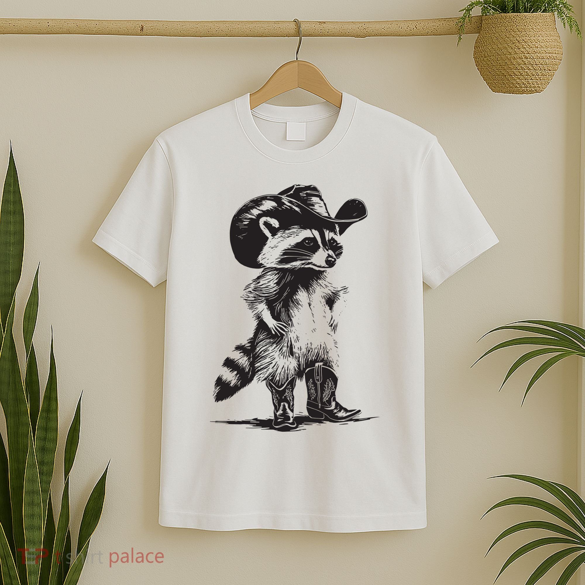 Raccoon Cowboy Cowgirl Trash Panda Western Country T-Shirt