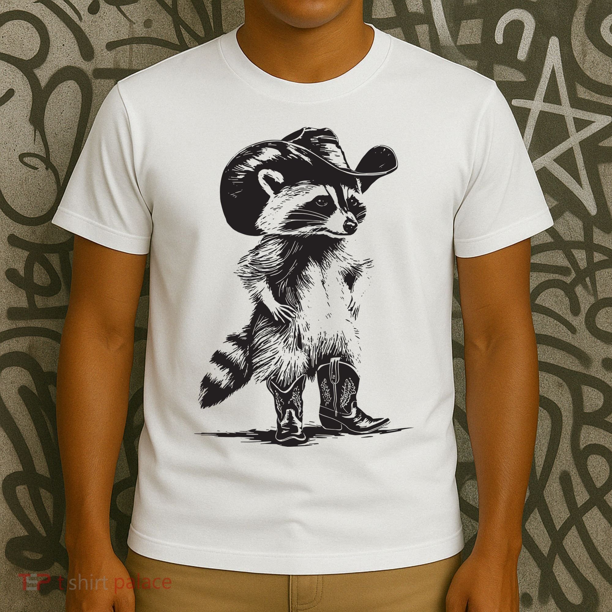 Raccoon Cowboy Cowgirl Trash Panda Western Country T-Shirt