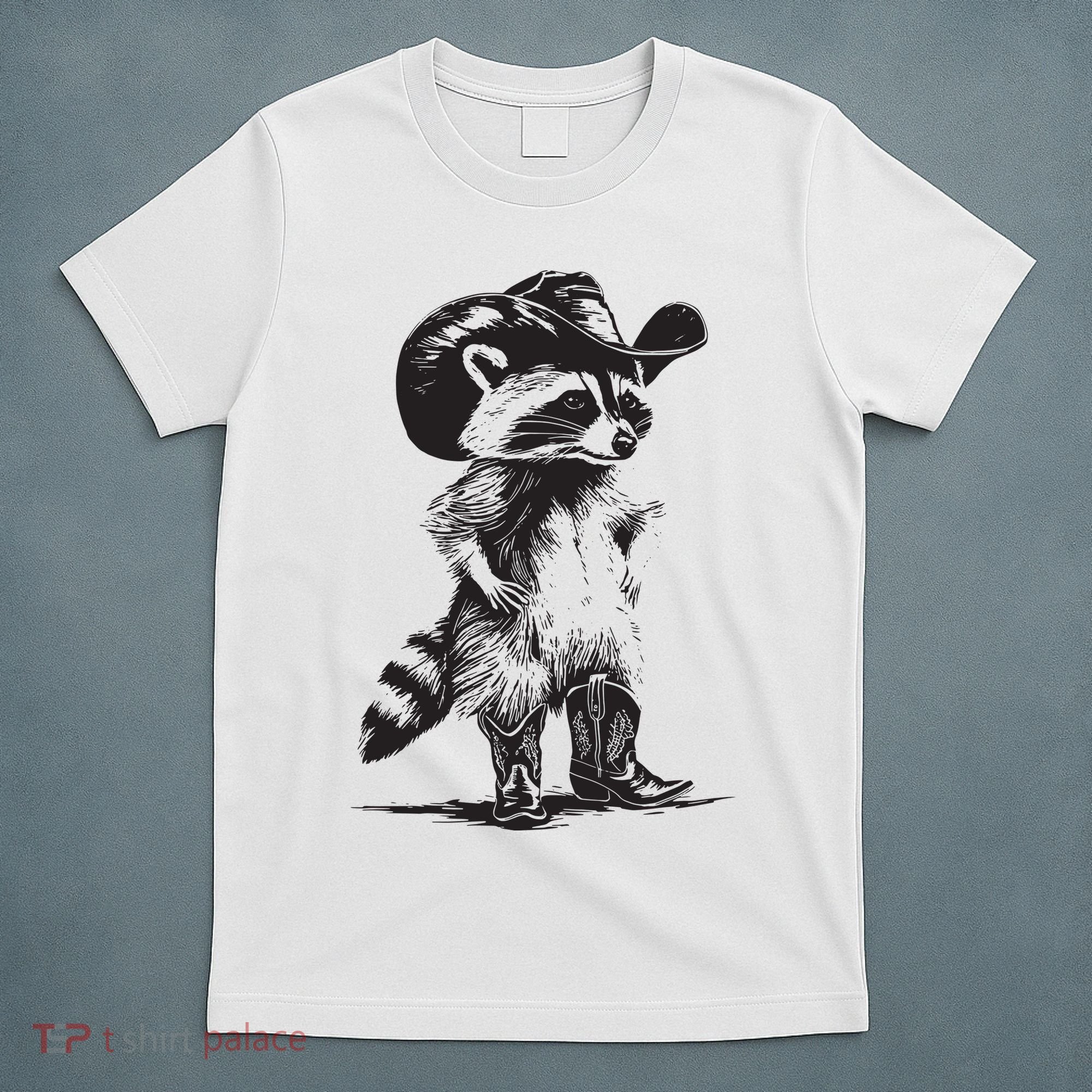 Raccoon Cowboy Cowgirl Trash Panda Western Country T-Shirt