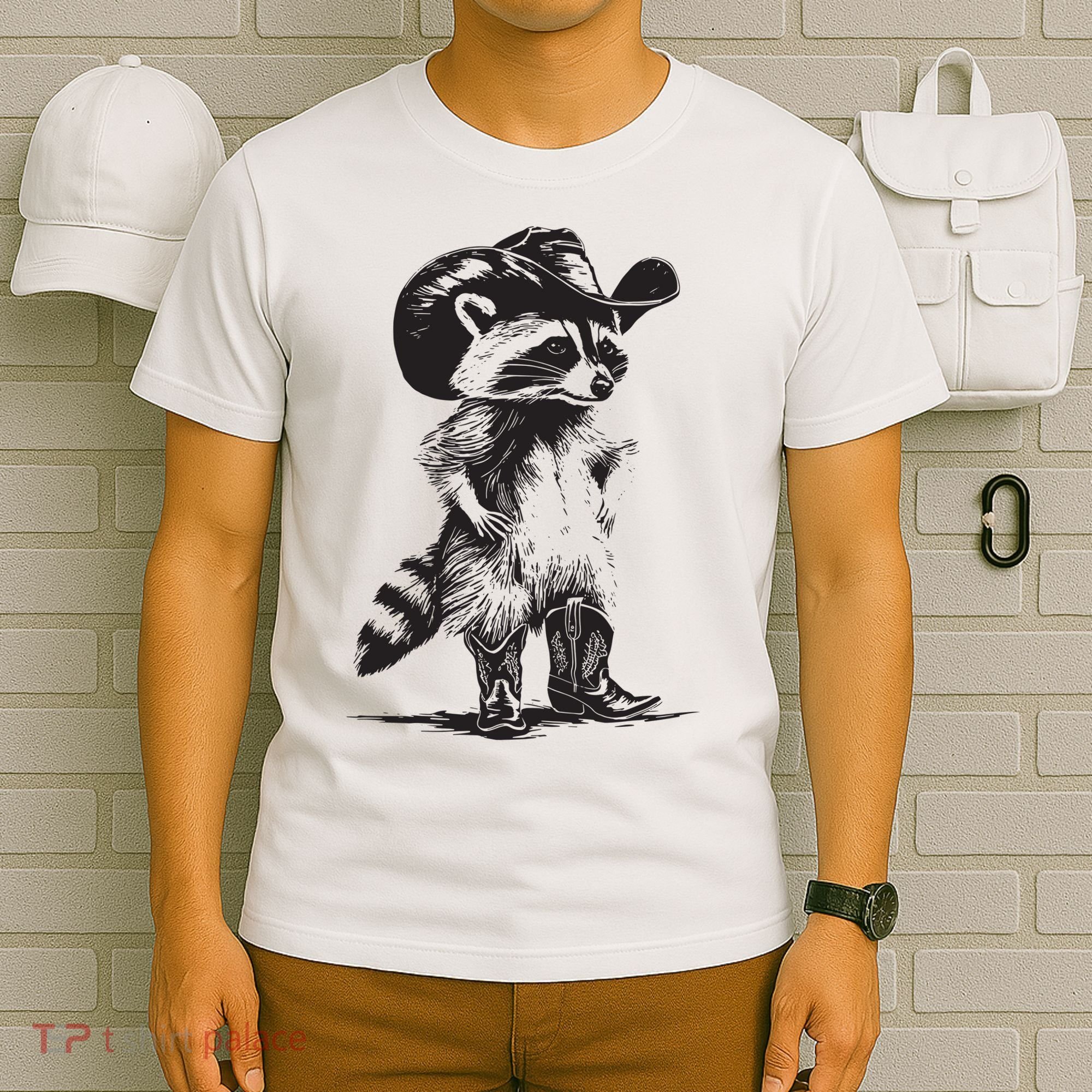 Raccoon Cowboy Cowgirl Trash Panda Western Country T-Shirt