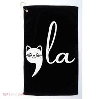 Retro Cat Comma La Kamala Harris For President 2024 Election Golf Towel thumb 0