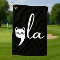 Retro Cat Comma La Kamala Harris For President 2024 Election Golf Towel thumb 1