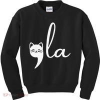 Retro Cat Comma La Kamala Harris For President 2024 Election Kids Sweatshirt thumb 0