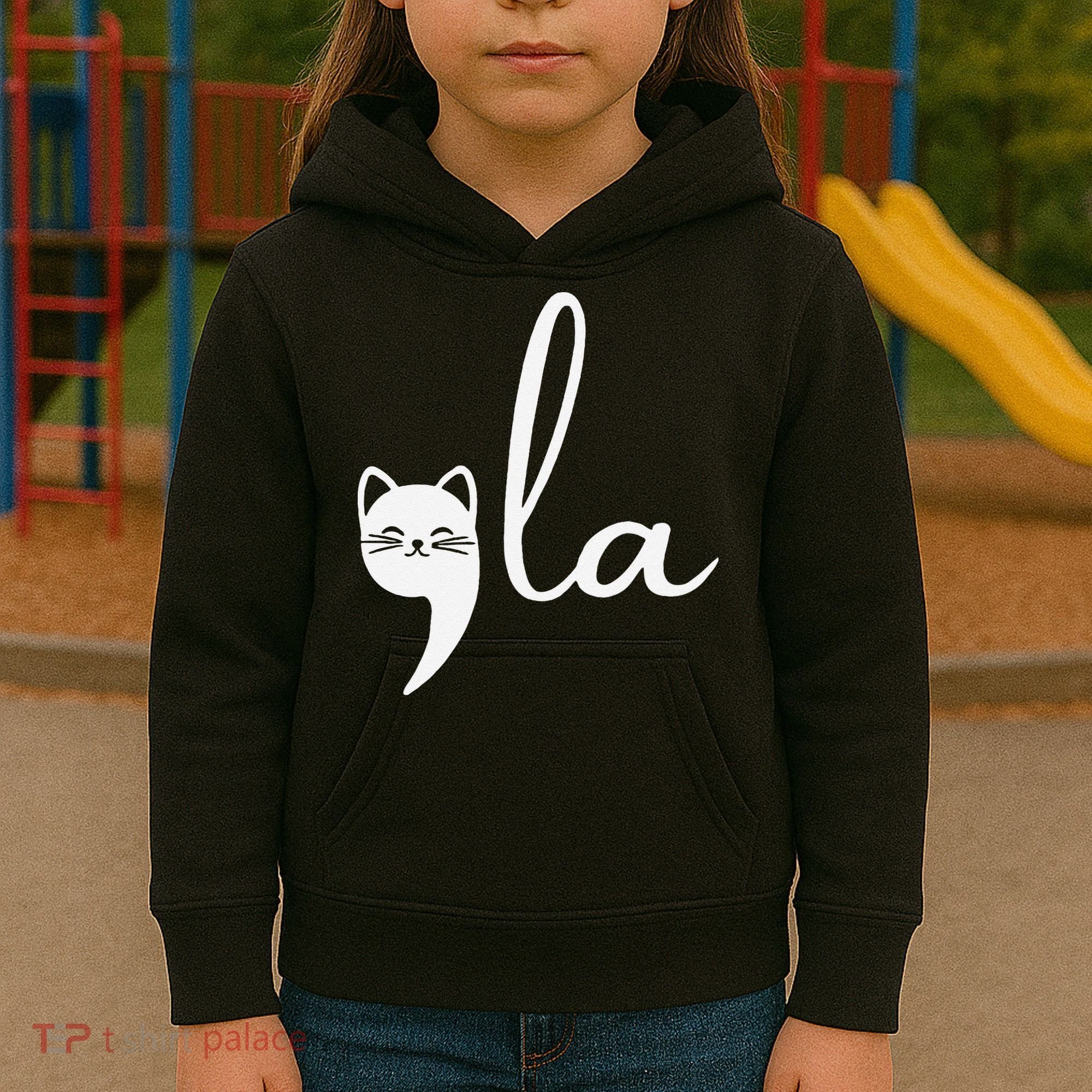 Retro Cat Comma La Kamala Harris For President 2024 Election Kids Hoodie