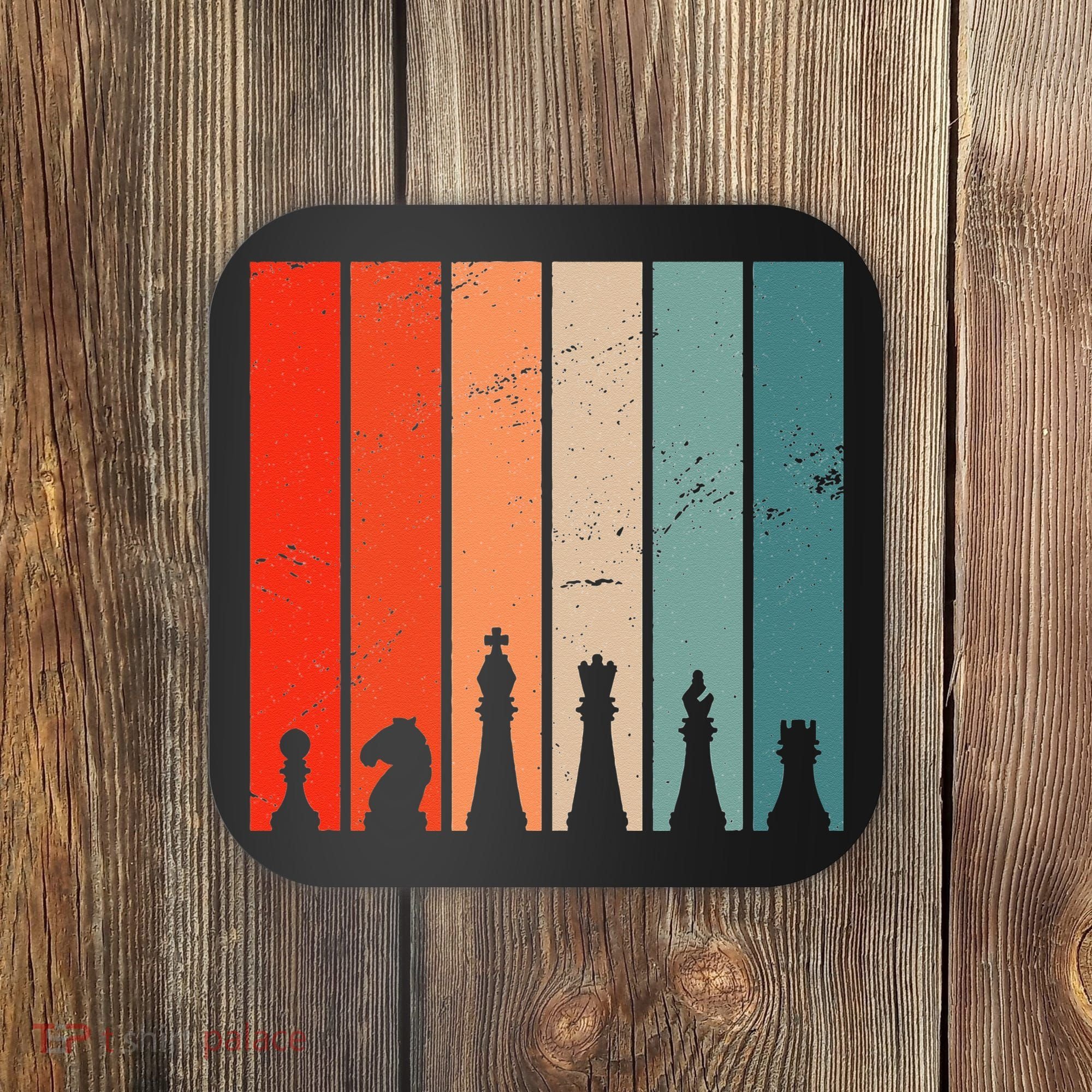Retro Chess Chessboard Chess Character Chess Pieces Coaster