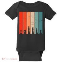 Retro Chess Chessboard Chess Character Chess Pieces Baby Bodysuit thumb 0