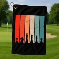 Retro Chess Chessboard Chess Character Chess Pieces Golf Towel thumb 1