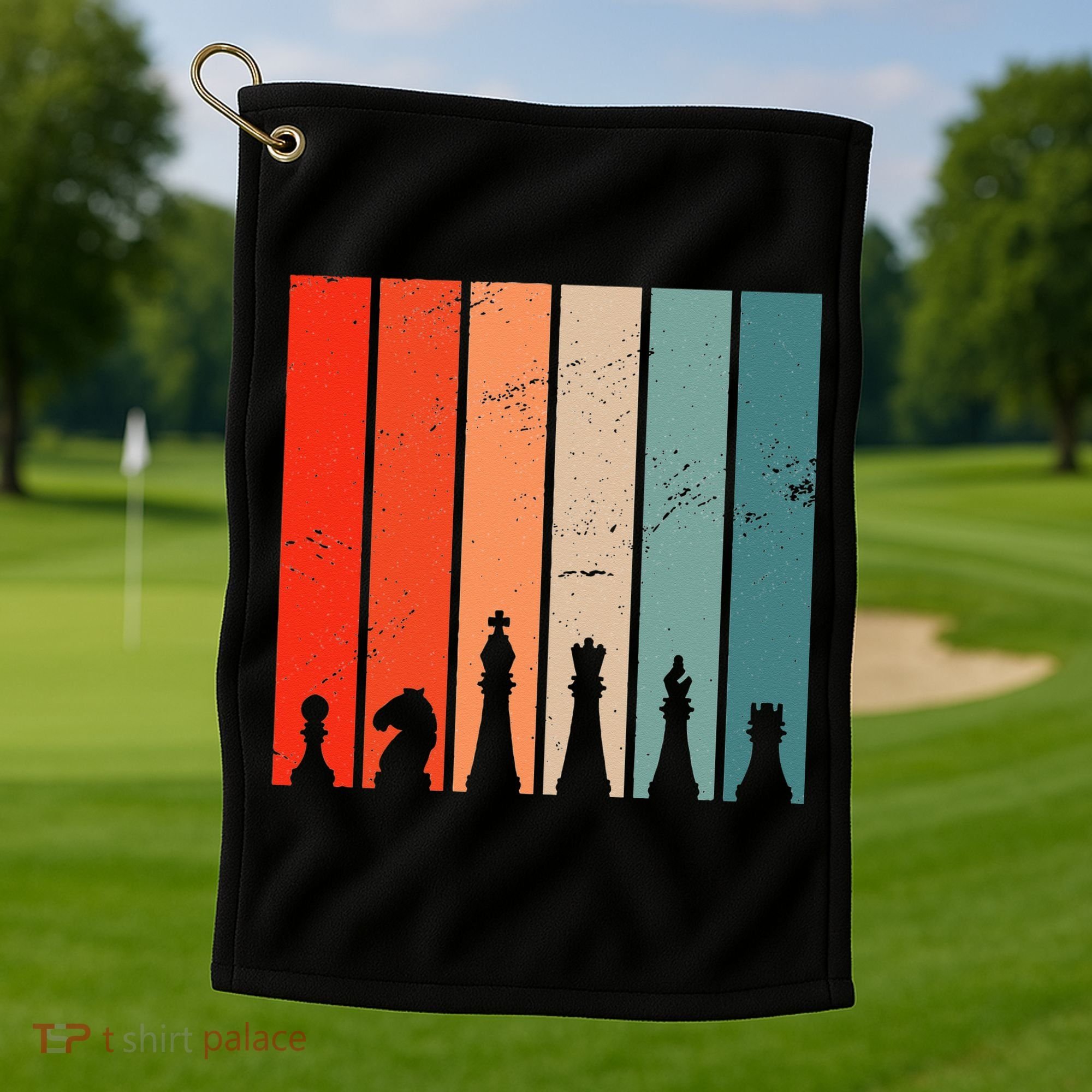 Retro Chess Chessboard Chess Character Chess Pieces Golf Towel